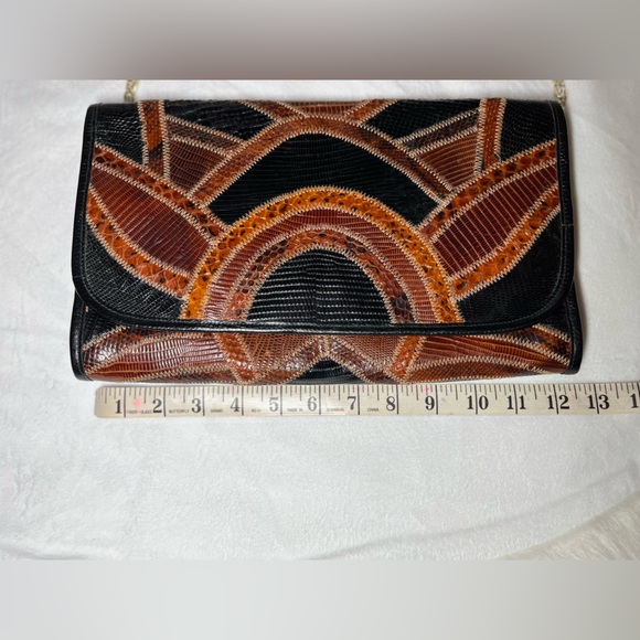 Vintage Bags By Varon, Snakeskin Brown Black Shoulder Bag - Picture 6 of 12